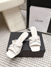 CHANEL 26S SQUARE TOE HIGH HEEL SANDALS IN OFF WHITE CALFSKIN