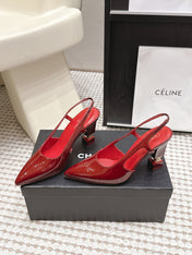 CHANEL 26S HIGH HEEL SLINGBACKS 80 MM IN RED PATENT
