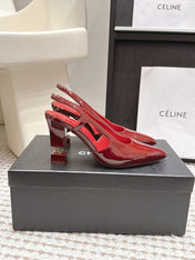 CHANEL 26S HIGH HEEL SLINGBACKS 80 MM IN RED PATENT