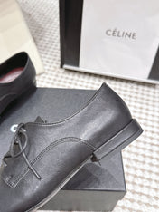 CHANEL 26S LACE-UP OXFORD SHOES IN BLACK CALFSKIN WITH GOLD TOE CAP