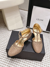 CHANEL 26S HIGH HEELS 50 MM IN BEIGE RHINESTONE EMBELLISHED