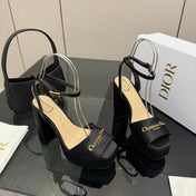 DIOR 26S HIGH HEEL SANDALS 120 MM IN BLACK SATIN