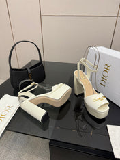 DIOR 26S HIGH HEEL SANDALS 120 MM IN WHITE SATIN