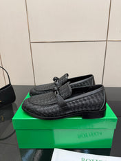 BOTTEGA VENETA 26S LOAFERS IN BLACK TECHNICAL WOVEN CALFSKIN