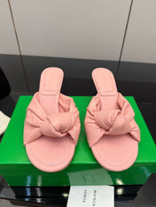BOTTEGA VENETA 26S KNOT-STRAP HIGH-HEEL SANDALS IN PASTEL PINK LAMBSKIN