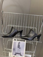 YSL 25S HIGH-HEEL SANDALS 75 MM IN BLACK LAMBSKIN