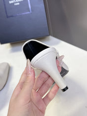 YSL 25S HIGH-HEEL SANDALS 75 MM IN WHITE LAMBSKIN