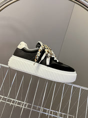 MIUMIU 25S SNEAKERS 45MM IN BLACK SUEDE WITH LEOPARD-PRINT LACES