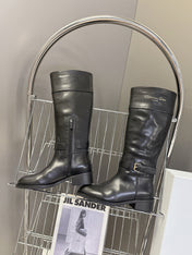 DIOR 25S BROWN HIGH BOOTS IN BLACK LAMBSKIN