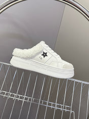 DIOR 25S DIOR STAR SNEAKERS 40 MM IN WHITE LAMBSKIN AND WOOL STYLE 1
