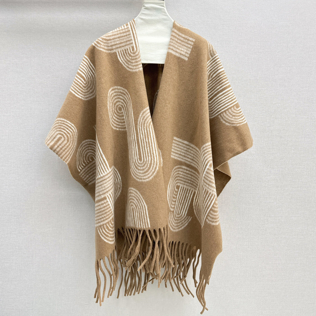 HERMES 25S JACQUARD CAPE COAT 321