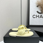 CHANEL 26S THONG SANDALS IN LIGHT YELLOW LAMBSKIN