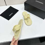CHANEL 26S THONG SANDALS IN LIGHT YELLOW LAMBSKIN