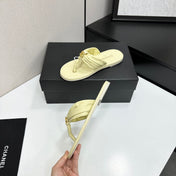 CHANEL 26S THONG SANDALS IN LIGHT YELLOW LAMBSKIN
