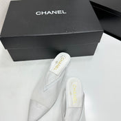 CHANEL 26S HIGH HEELS MULES 35 MM IN WHITE MESH