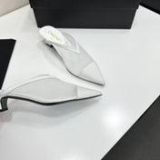 CHANEL 26S HIGH HEELS MULES 35 MM IN WHITE MESH