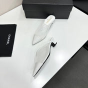 CHANEL 26S HIGH HEELS MULES 35 MM IN WHITE MESH