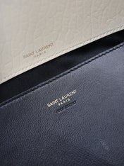 YSL 25S CASSANDRE ENVELOPE MESSENGER 35 IN BLANC VINTAGE LAMBSKIN GOLD HARDWARE