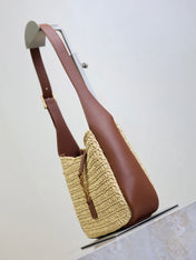 YSL 25S LE 5 À 7 SUPPLE BABY 16 IN RAFFIA AND CALFSKIN GOLD HARDWRE