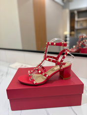 VALENTINO 26S STUDDED HIGH HEEL SANDALS 65 MM IN RED CALFSKIN