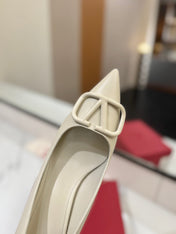 VALENTINO 26S HIGH HEELS 75 MM IN CREAM WHITE SMOOTH CALFSKIN