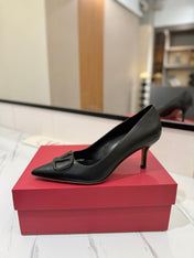 VALENTINO 26S HIGH HEELS 75 MM IN BLACK SMOOTH CALFSKIN