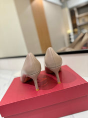VALENTINO 26S HIGH HEELS 75 MM IN BEIGE SMOOTH CALFSKIN