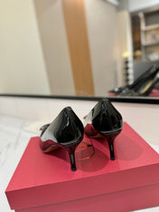 VALENTINO 26S HIGH HEELS 75 MM IN BLACK PATENT CALFSKIN