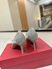 VALENTINO 26S HIGH HEELS 75 MM IN GREY PATENT CALFSKIN