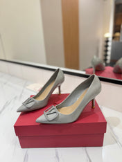 VALENTINO 26S HIGH HEELS 75 MM IN GREY PATENT CALFSKIN