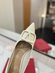 VALENTINO 26S HIGH HEELS 75 MM IN CREAM WHITE PATENT CALFSKIN
