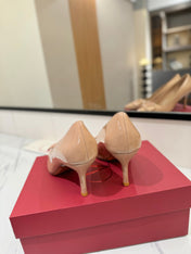VALENTINO 26S HIGH HEELS 75 MM IN NUDE PATENT CALFSKIN