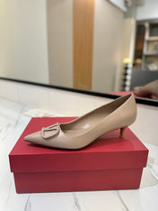 VALENTINO 26S HIGH HEELS 45 MM IN BEIGE SMOOTH CALFSKIN