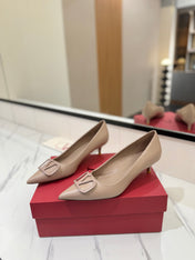 VALENTINO 26S HIGH HEELS 45 MM IN BEIGE SMOOTH CALFSKIN