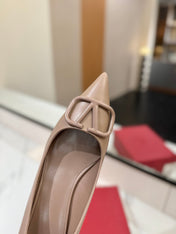 VALENTINO 26S HIGH HEELS 45 MM IN BEIGE SMOOTH CALFSKIN