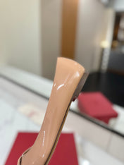 VALENTINO 26S BALLET FLATS IN NUDE PATENT CALFSKIN