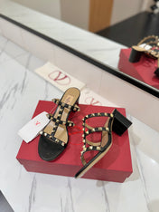 VALENTINO 26S HEELED SANDALS 60 MM IN BLACK CALFSKIN WITH GOLD STUDS