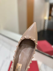 VALENTINO 26S STUDDED HIGH HEELS 90 MM IN MATTE NUDE CALFSKIN