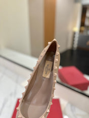 VALENTINO 26S STUDDED HIGH HEELS 90 MM IN MATTE NUDE CALFSKIN