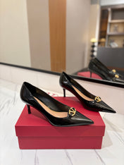 VALENTINO 26S POINTED-TOE PUMPS 65 MM IN BLACK PATENT CALFSKIN