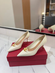 VALENTINO 26S POINTED-TOE PUMPS 65 MM IN WHITE PATENT CALFSKIN