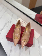 VALENTINO 26S POINTED-TOE PUMPS 65 MM IN NUDE PATENT CALFSKIN