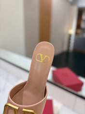 VALENTINO 26S HIGH-HEEL SANDALS 60 MM IN NUDE PINK CALFSKIN WITH GOLD HARDWARE