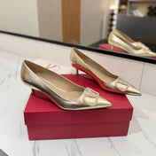 VALENTINO 26S HIGH HEELS 45 MM IN METALLIC GOLD CALFSKIN WITH VLOGO CRYSTAL