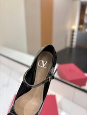 VALENTINO 26S MARY JANE HEELS 60 MM IN BLACK PATENT CALFSKIN
