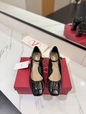 VALENTINO 26S MARY JANE HEELS 60 MM IN BLACK PATENT CALFSKIN