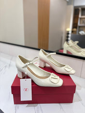 VALENTINO 26S MARY JANE HEELS 60 MM IN WHITE PATENT CALFSKIN