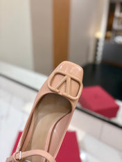 VALENTINO 26S MARY JANE HEELS 60 MM IN NUDE PATENT CALFSKIN