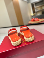 VLTN ESPADRILLE SLIDES 25S IN ORANGE LAMBSKIN STYLE 6