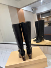 VALENTINO 25S GARAVANI PATTIE KNEE-HIGH BOOTS 80 MM IN BLACK CALFSKIN
